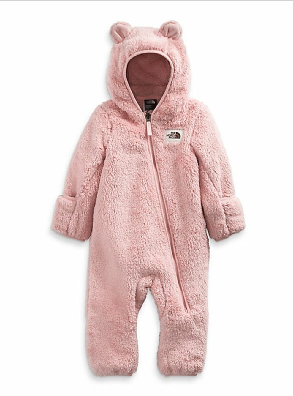 The north face campshire baby one piece bear pink onesie fleece 12-18m